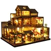 DIY Wooden Miniature Model Kit Japanese Casa 3D Puzzle Dollhouse With Furniture Lights Big Villa Home Decor for Friends Gifts 1