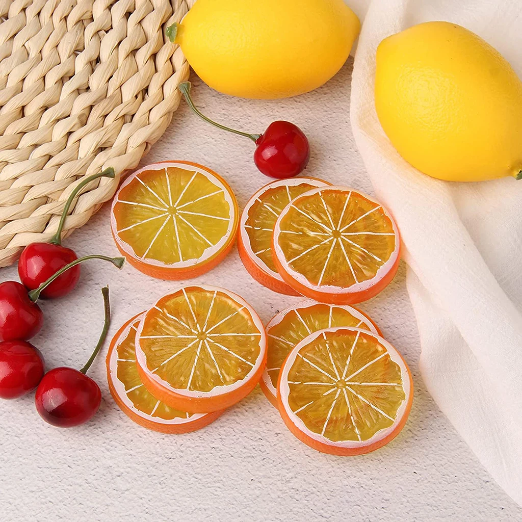 再利用可能なミニ シミュレーション レモン スライス 人工 アイス トレイ アイスキューブ DIY ウェディング パーティー の 装飾 写真