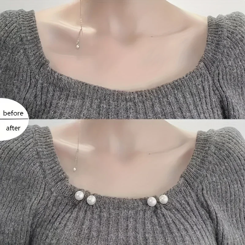 8PCS 진주 미끄럼 방지 안전핀 드레스 브로치 장식 드레스 허리 고정핀 칼라 조절 스카프 안전 패션