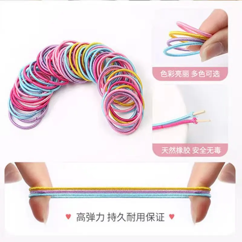200 Stück süße Haargummis für Kinder und Mädchen – bunte elastische Polyester-Haargummis! – Detail 2