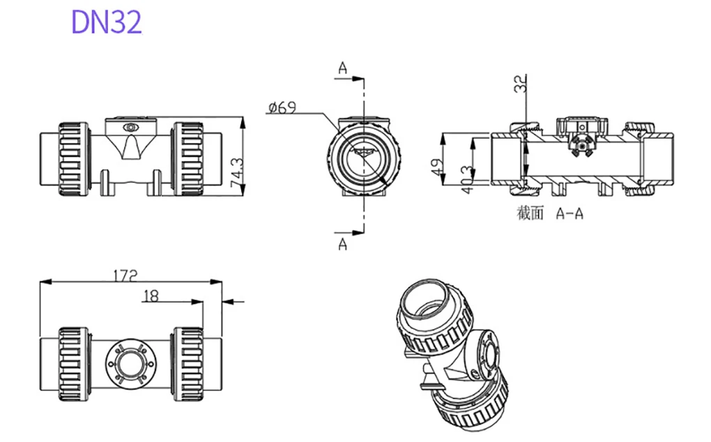 PVC Water Flow Sensor High Precision Pipeline Type Flow Meter Liquid Flow Rate I