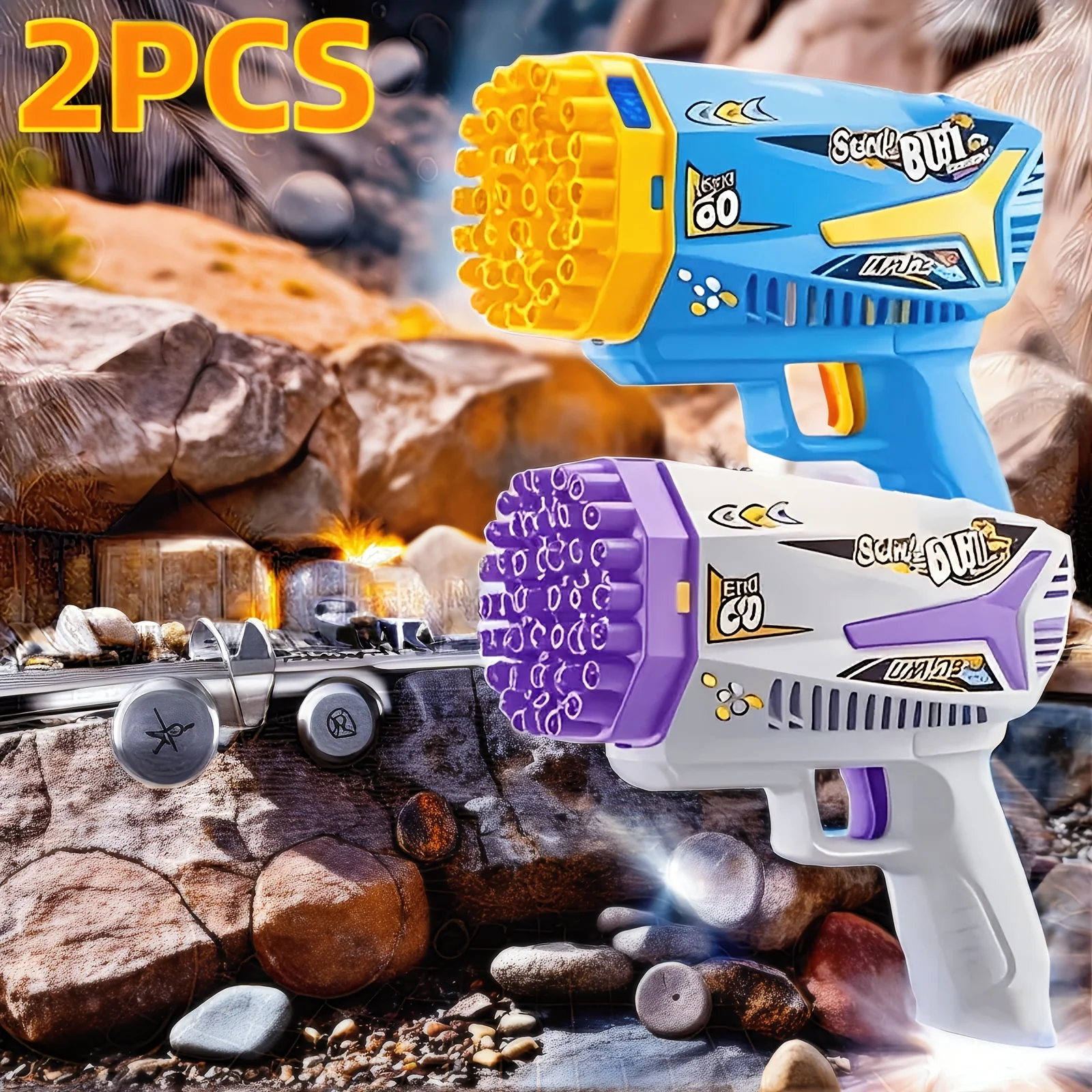 American Popular 60-Hole Double Gun Children's Bubble Machine Toy Water Gun, Summer Outdoor Toy Bubble Machine, Best Outdoor Gam 4