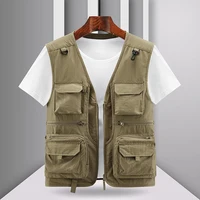 Spring New Men Outdoor Casual Vest Men Solid Breathable Multi-Pocket Photography Fishing Vest Jacket High Quality Vest Man M-6XL