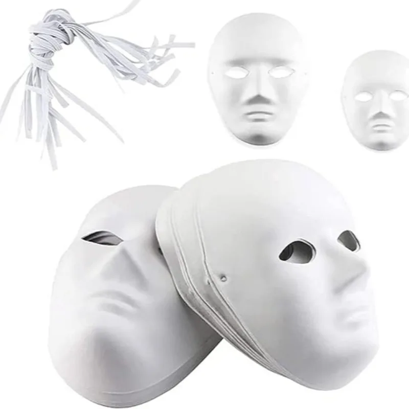 Halloween DIY White Mask Fox Men Women Face Paintable Blank Paper Masks Happy Festival Celebration Elastic Rope Face Shield Prop