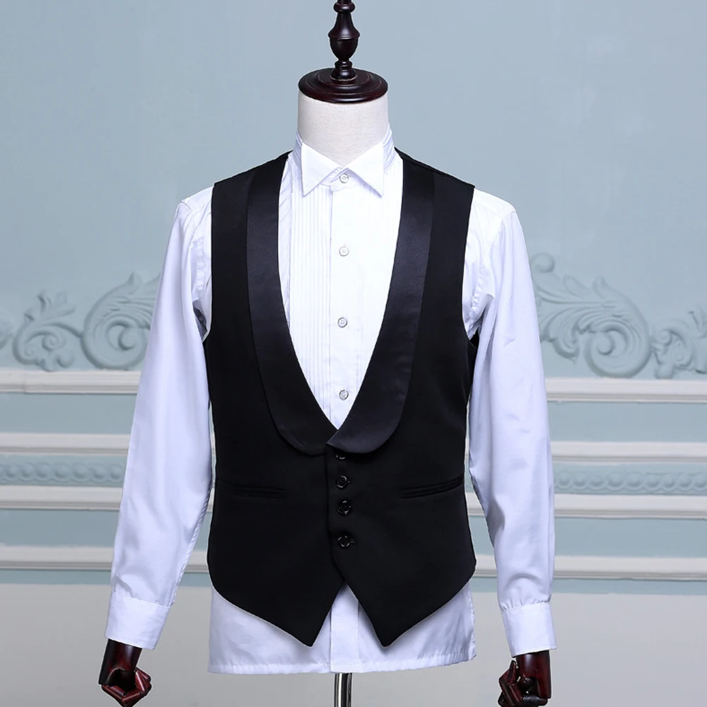Single-breasted Men's Sleeveless Vest Round Lapel Elegant Suits for Men Vest Suit Man Waistcoat Social Blazer Clothing