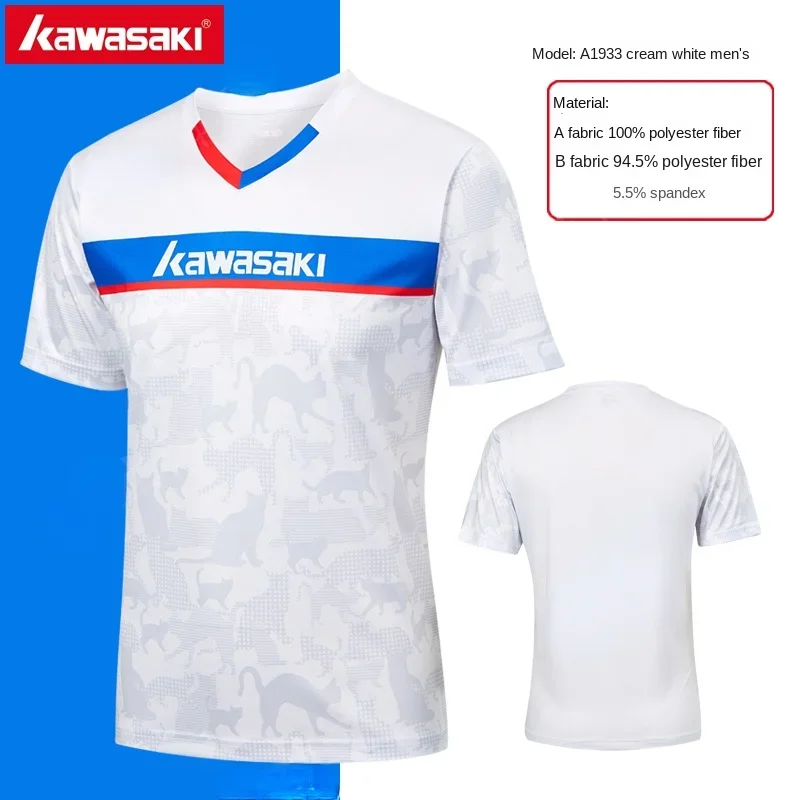 Hot Kawasaki Tennis t-shirt match badminton short sleeve t shirt clothing quick dry sport Jersey top men women polo