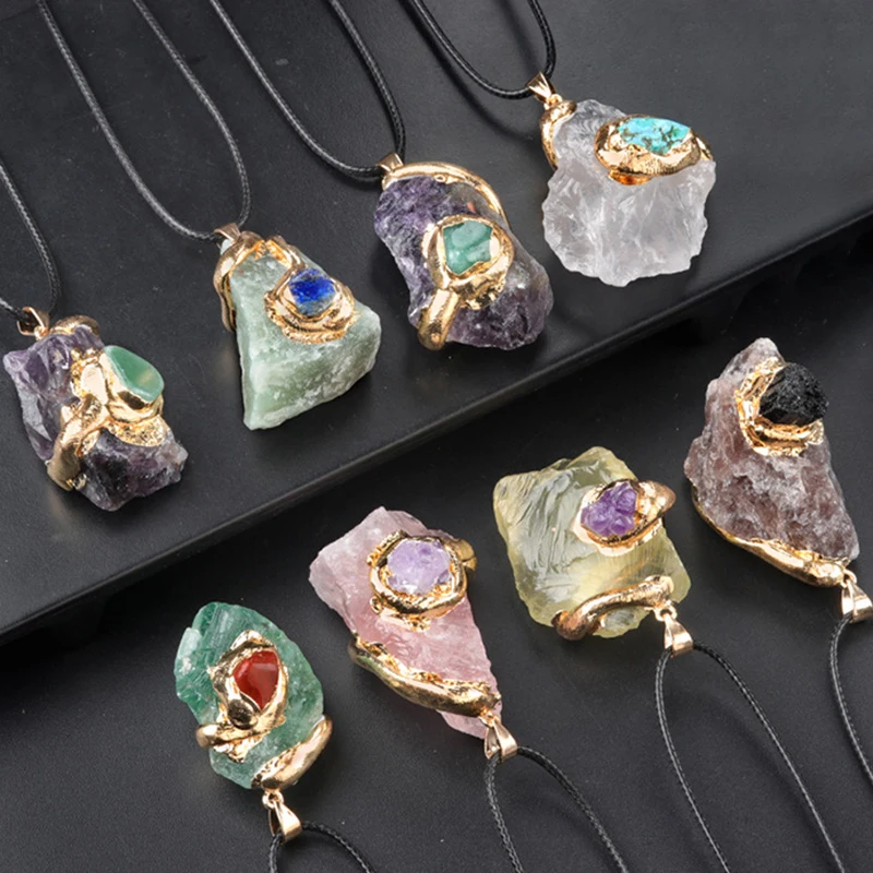 Chakra balancing necklace with natural crystal stone
