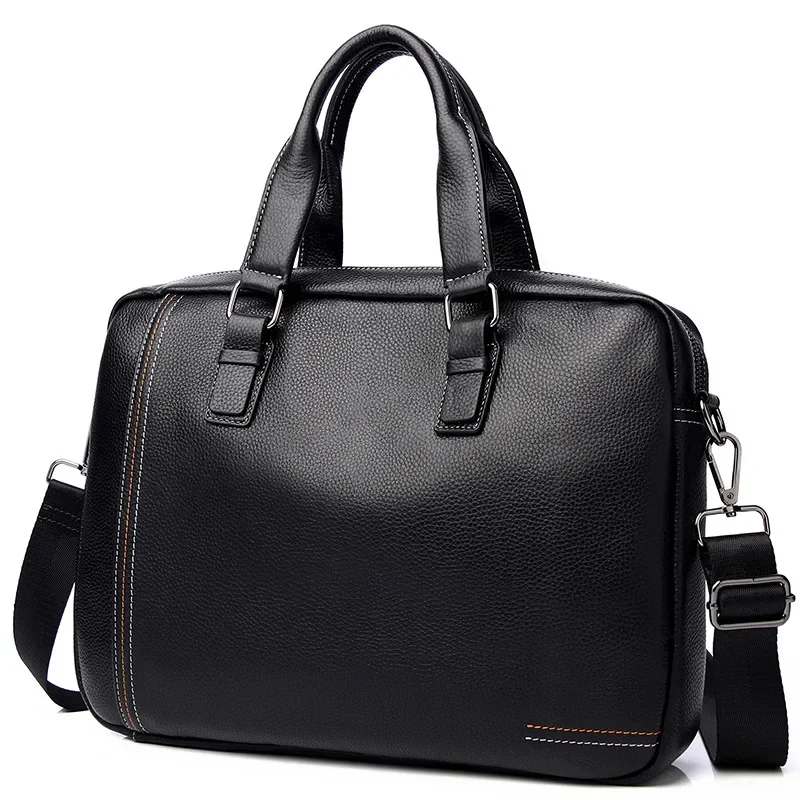 2024-new-brand-luxury-cow-genuine-leather-business-men's-briefcase-male-shoulder-bag-men-messenger-bag-striped-tote-computer-bag