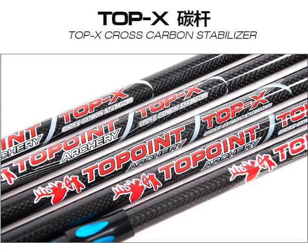 Archery Bow Stabilizer Set Topoint PR634 Stabilizer Side bar 10/12/15 Main Bar 18/24/27/30/34inch 3K Pure Carbon Fiber Archery recurve bow Balance Bar