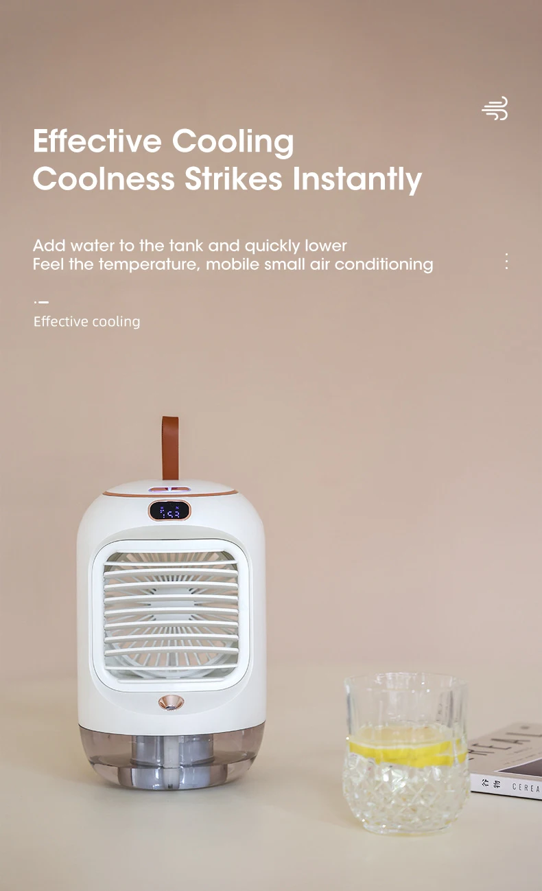 Description Picture 5 of itemNight Light Electric Fan Air Conditioner Rechargeable Mini Mobile Appliances Household Silen Tventilator Desktop Fan Humidifier