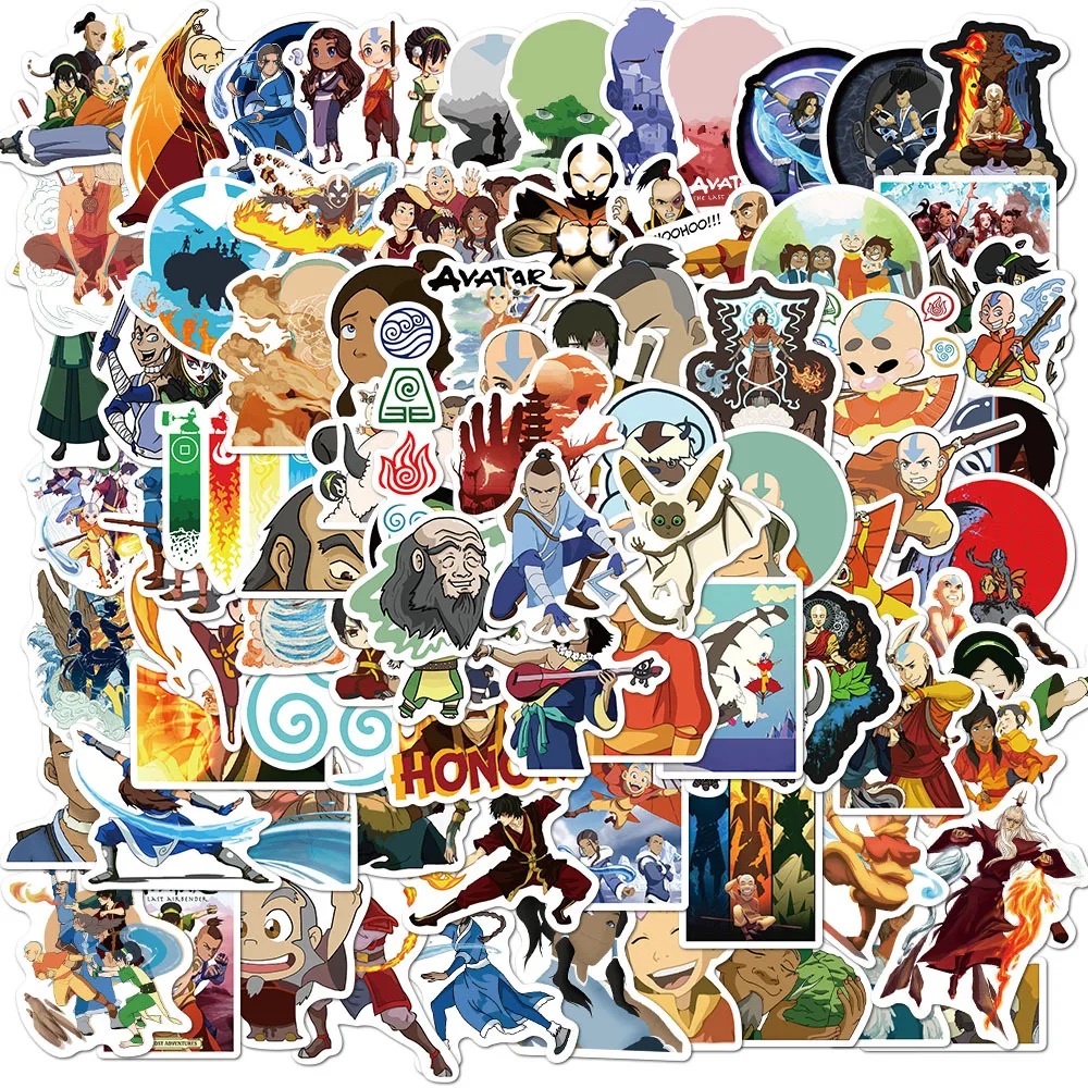 50/100PCS Avatar The Last Airbender Stickers Anime Cartoon Sticker Funny Waterproof DIY Luggage Laptop Skateboard Kids Toy