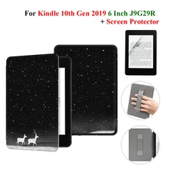 Premium Leather Sleep/Wake Case with Screen Protector and Hand Strap - J9G29R kindle 10th (Deers)