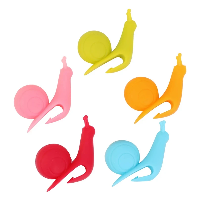 

5Pcs Cup Decoration Tools Random Color Cute Snail Shape Silicone Mug Hanging Tea Bag Holder Kitchen Clips For Party Xmas Gifts
