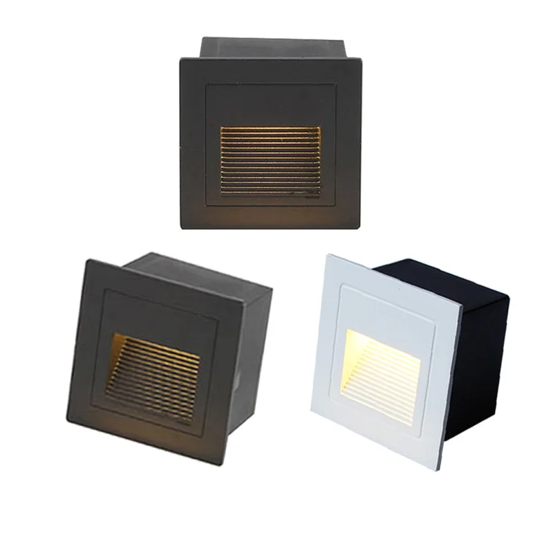 LED Wall Lamp 3W 5W Aluminum Stair light Recessed LED Step Lamp Pathway Wall Corner Lamps AC85-265V Wall Light DC12V 58MM/86MM 6