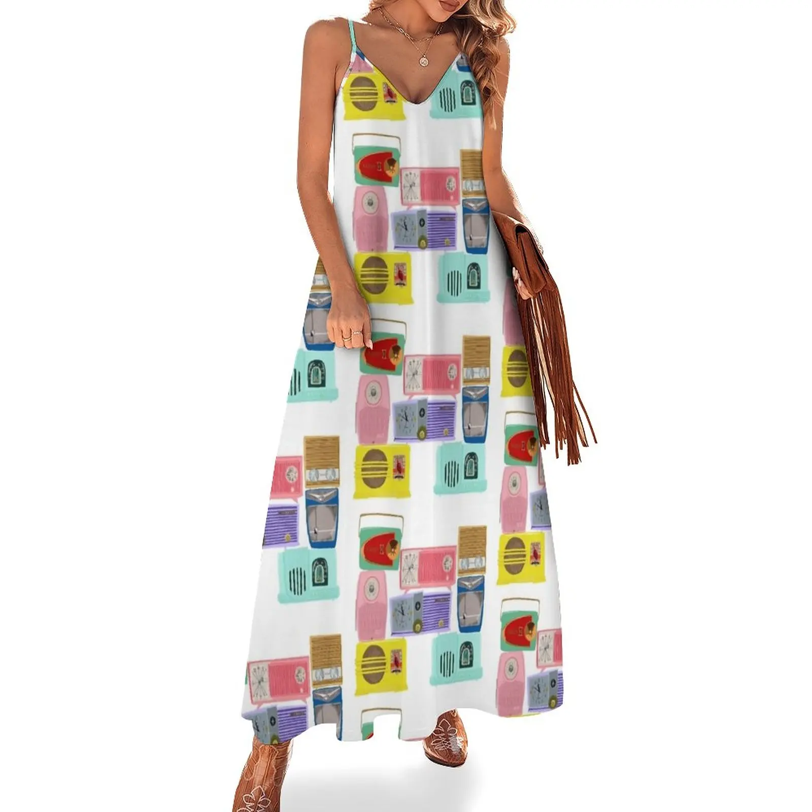

Vintage Radio Love Sleeveless Dress luxury dress Evening gown