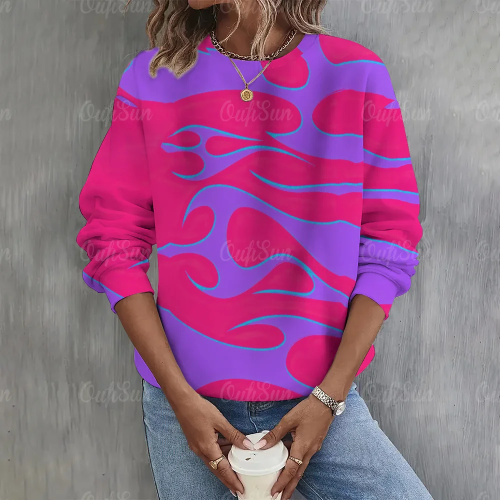 

3d Gradient Sweatshirts And Hoodies Fashion Casual Women O-Neck Clothing Basic Streetwear Winter Oversized Clothing Female Tops