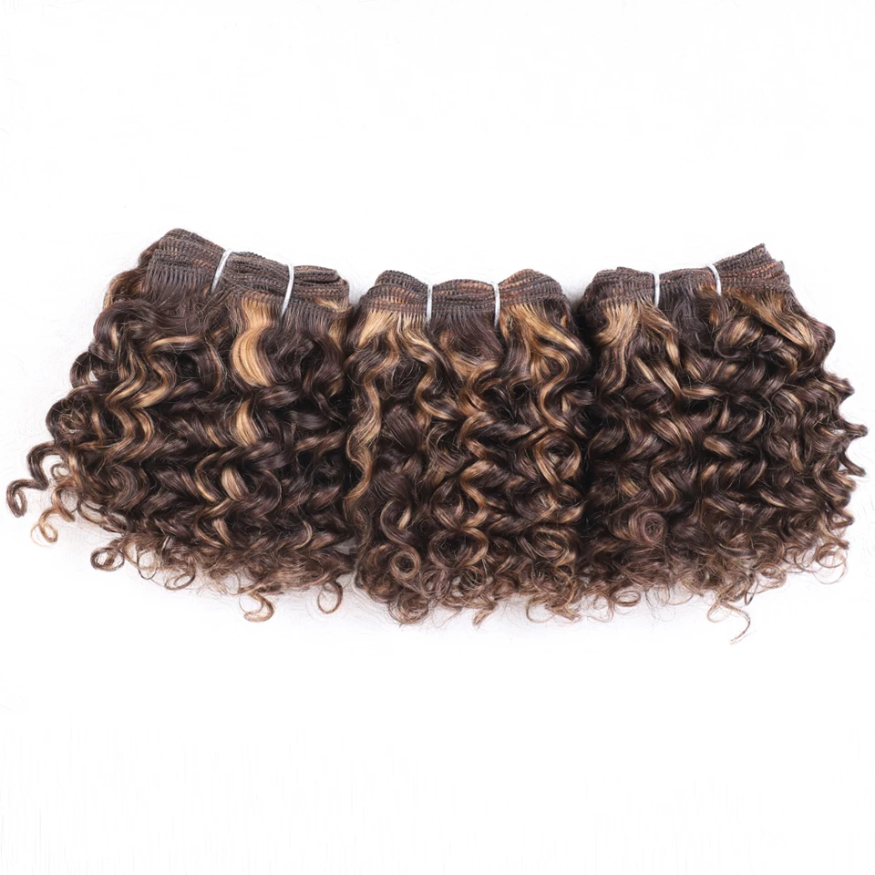 Sleek Brazilian Jerry Curly Human Hair Bundles Kinky Curl 3pcs P4/27 Highlight Human Hair Weave Bundles Remy Hair Extension