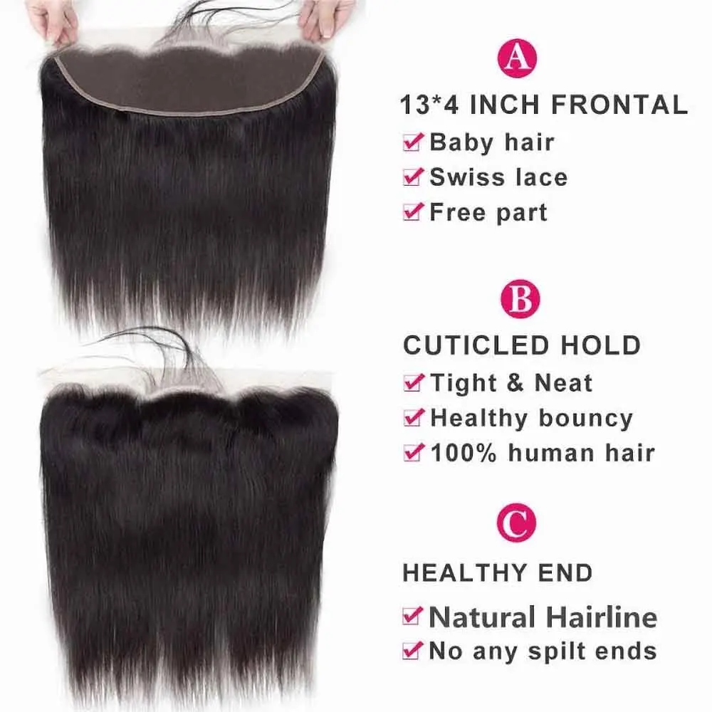 13x4 Human Hair Lace Frontal Brazilian Straight Hair Free/Middle/Three Part 100% Remy Human Lace Frontal 1 Piece-Geeta