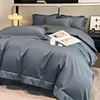 Premium Quality 1000TC Egyptian Cotton Solid Plain Duvet Cover Set Super King 3/4Pcs Bedding set Flat/Fitted Sheet 2Pillow shams 1