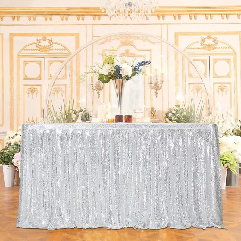 Sequin Table Skirt Tables Flash Cloth Birthday Party Decor Wedding Festival Event Rectangle Glitter Table Skirts Decoration