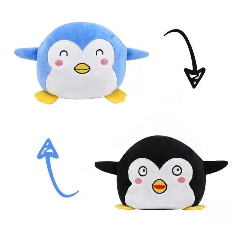 Reversible Plush Flip Toys Animal Cat Dog Unicorn Panda Double-sided Angry Reversible Happy Doll Shine Soft Cute Children Gifts