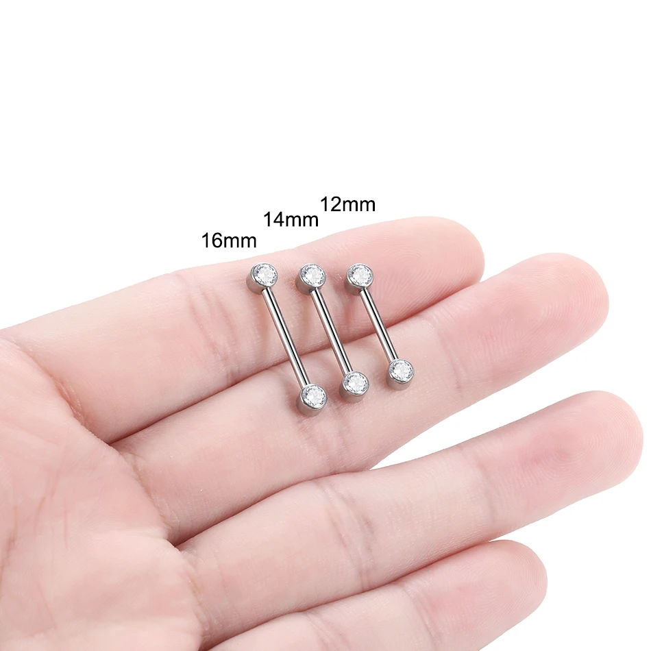 1PC 14G Titanium Nipple Piercing for Breasts Opal Crystal Nipple