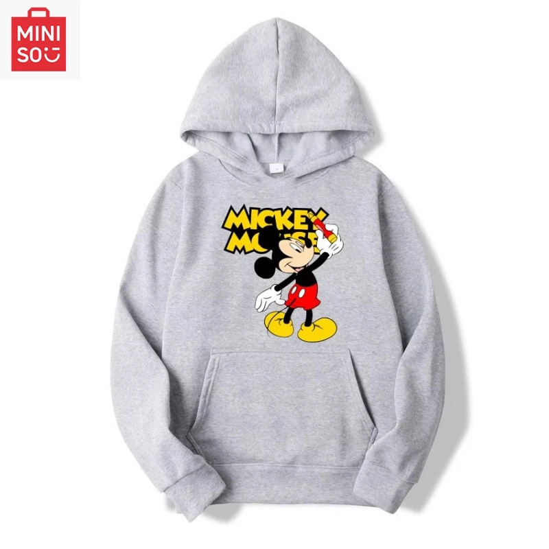 MINISO no lanyard cute cartoon Mickey Mouse casual sports hoodie ladies street trend couple sweater autumn men's new