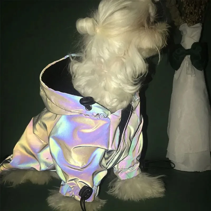 Reflective Hardshell Pet Jacket Polyester Thermal Dog Hoodie Thickened French Bulldog Coat Outdoor Windproof Clothing for