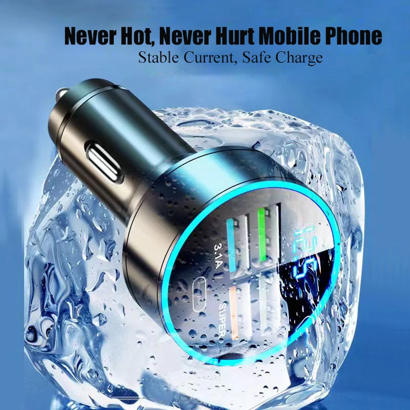 Caricabatteria da auto USB a 4 porte tipo C PD 150W adattatore di ricarica rapida per Huawei OPPO Oneplus iPhone 14 Pro Max 13 12 11 Mini XS Xiaomi - immagine 4