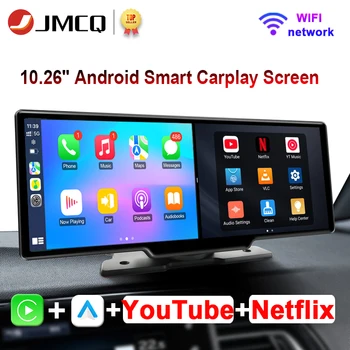 JMCQ Universal 10,26 "Android WIFI reproductor Multimedia para coche Bluetooth inalámbrico Carplay pantalla de Monitor automático para YouTube para Netflix 1