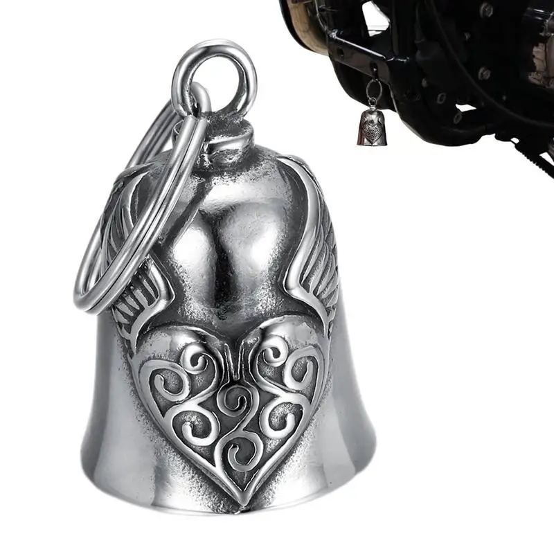 Heart Wing Motorcycle Bell Pendant Heart Lucky Bell style riding Bell Good Luck Bell Retro Motorcycle Safety Bell decoration
