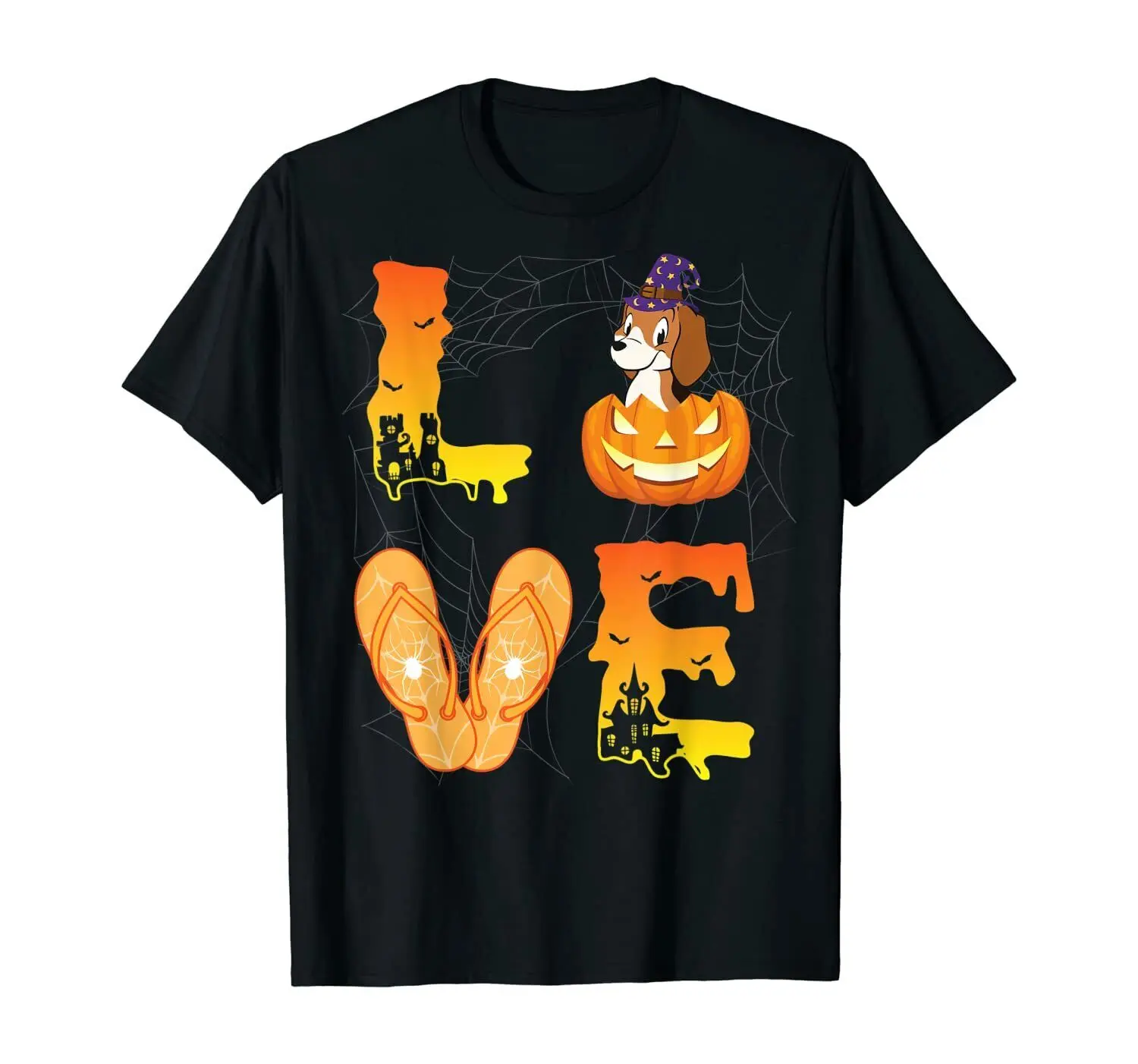Usa Moon Flip Flop Bat Spider Pumpkin Beagle Love Halloween Day T Shirt Maniche Lunghe O Corte