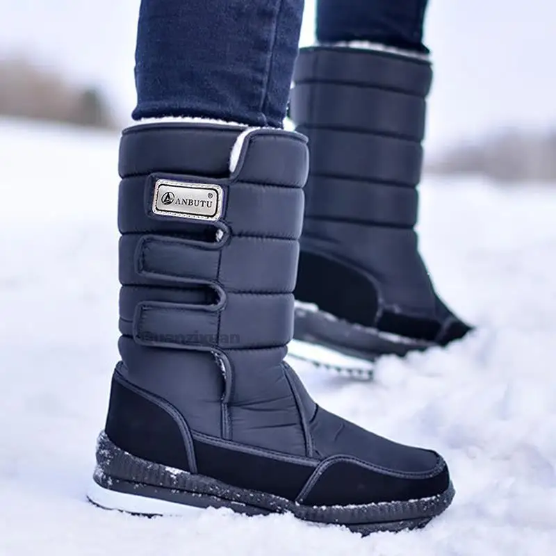Winter Boots Men Non-slip Waterproof Men Boots Platform Snow Warm Plush Cotton Shoes Lightweight Male Winter Footwear