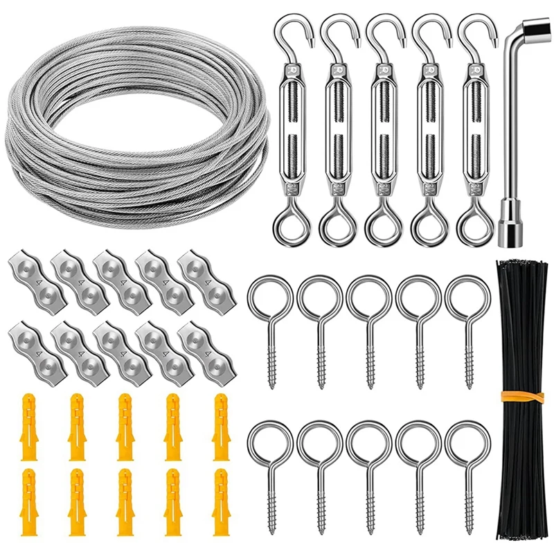 

1/8Inch Cable Wire 98Ft Coated Wire Rope With Turnbuckles And Hooks For Deck Railing System