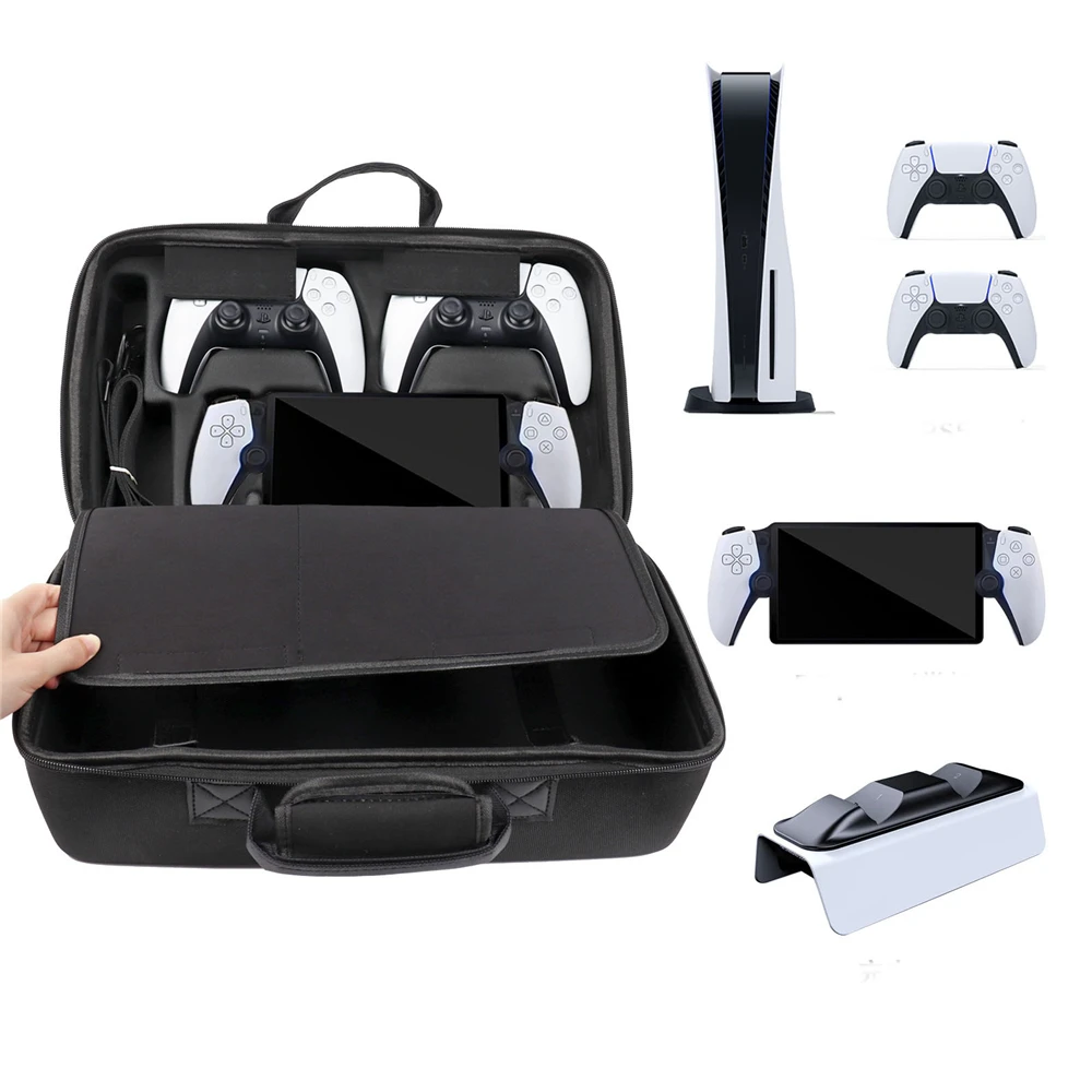 

Hard EVA Carrying Case Travel Controller Storage Bag Shockproof Protective Case with Shoulder Strap for PS5 Slim for Portal