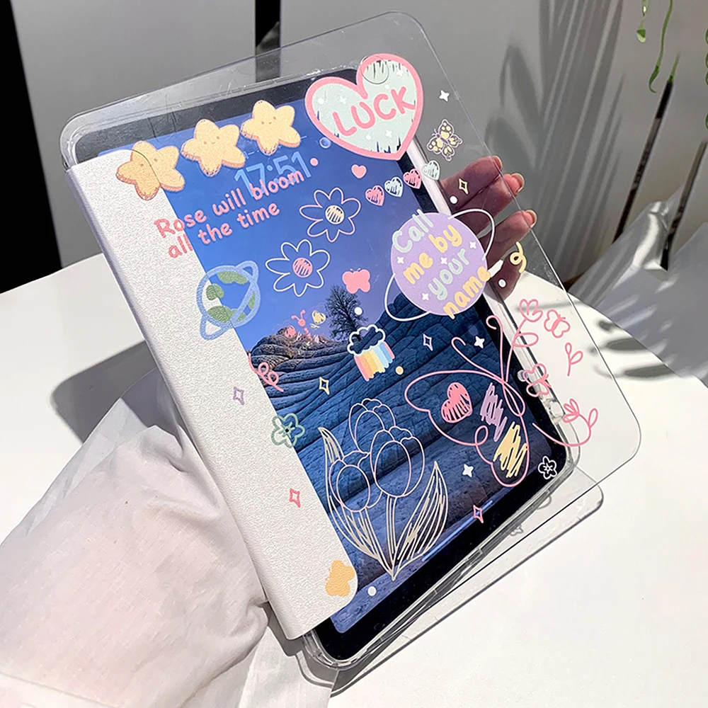 Sleek Transparent iPad Protective Case with Pencil Holder