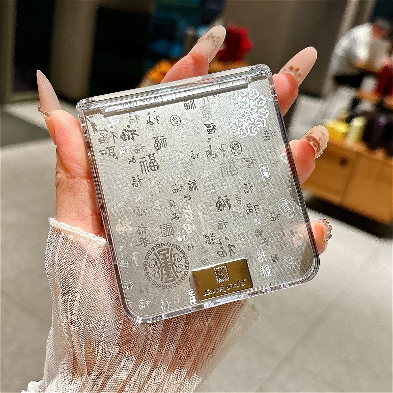 Luxury Hundred Blessings Lucky Phone Case with Silver Hinge Protection - Shockproof Cover