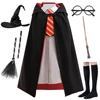 Kids Halloween Cosplay Classic Movie Magic Academy Uniform Dress Cloak Set for Girls Carnival Masquerade Party College Clothes