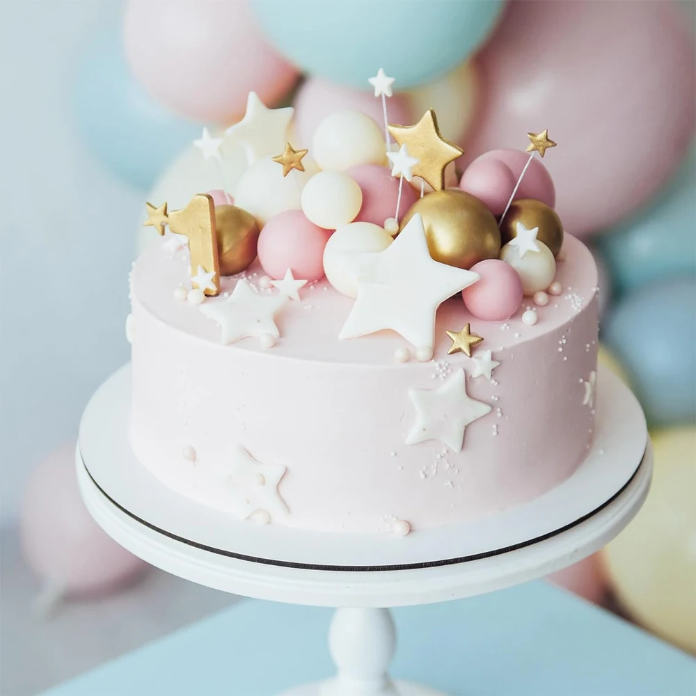 Pink and Purple Glitter Balloon Cake Topper Set - 20 Pieces