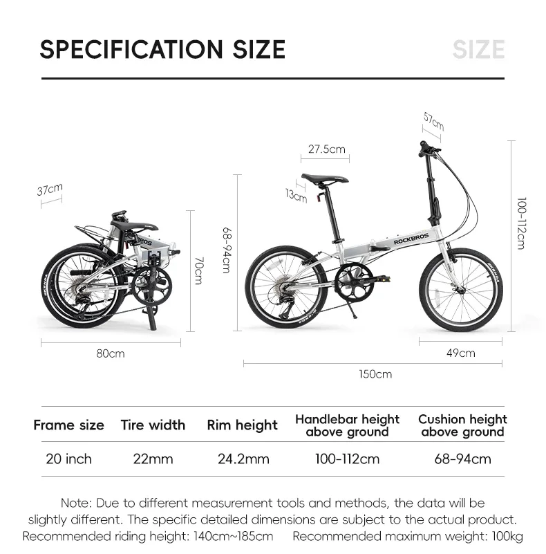 ROCKBROS 20 inch Folding Bike with Shimano 8-speed Aluminium Alloy