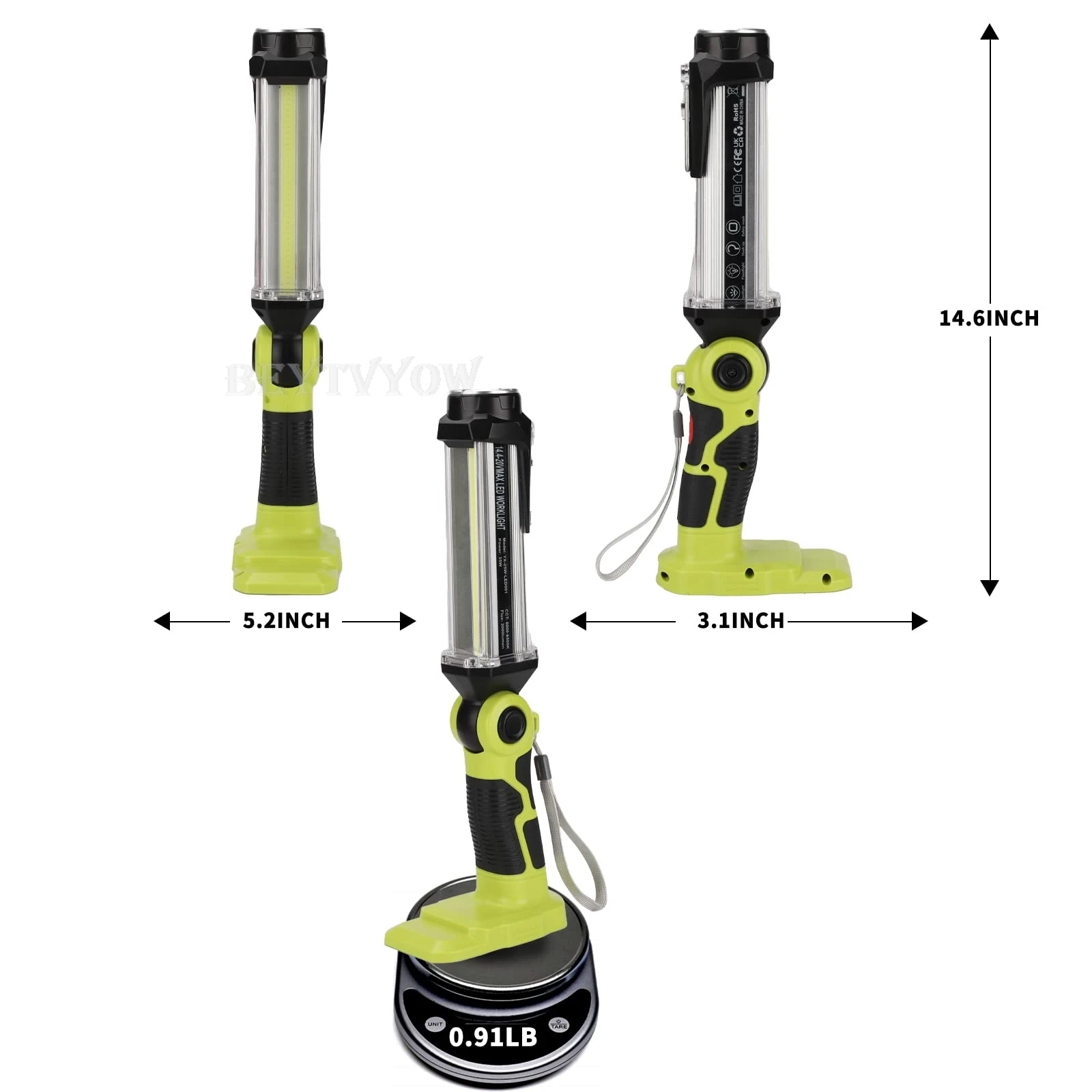 25W 2000LM Cordless Flashlight for Ryobi 18v Battery Portable LED Work Light wit