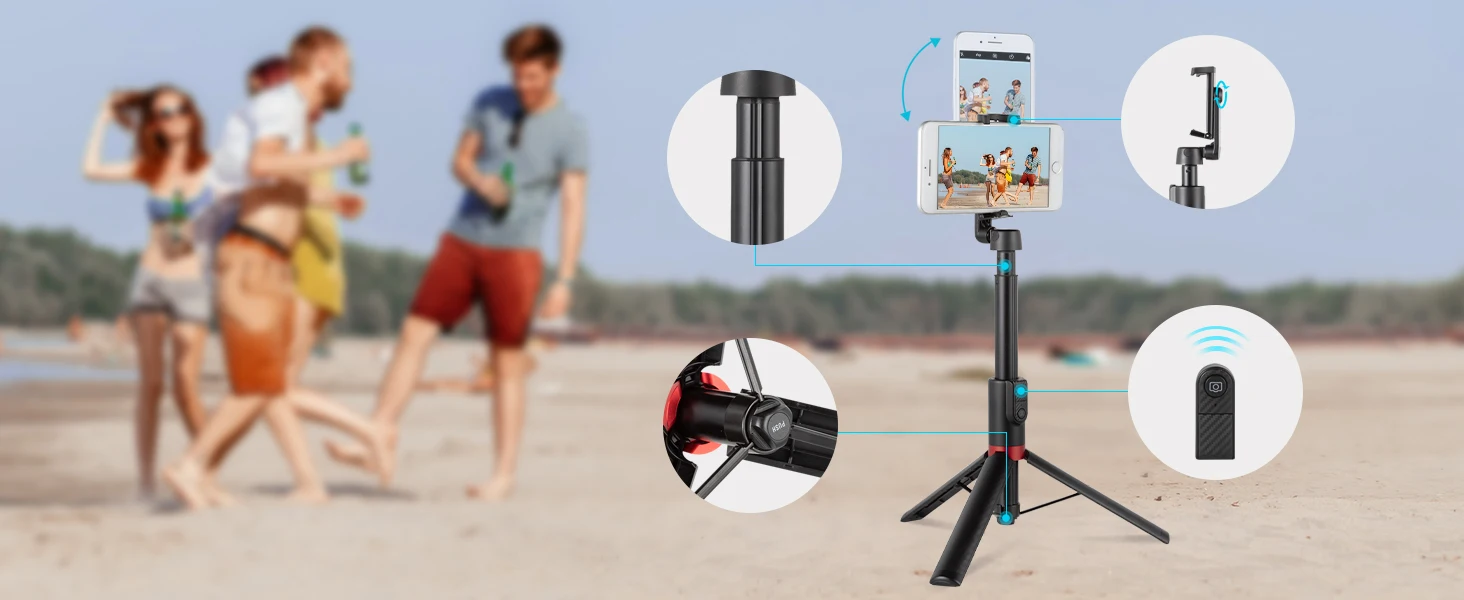 ST20 Portable Selfie Stick Tripod ST20 with Wireless Remote for iPhone for Andro