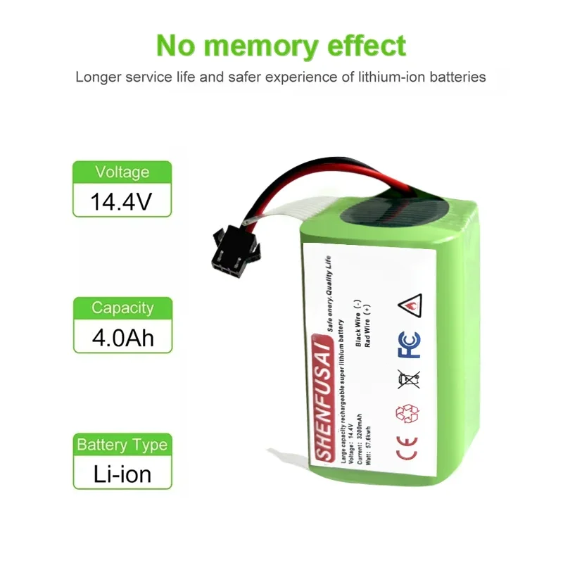 14.4V 2600mAh 1090 cecotec Battery for ILIFE A4 A4s V7 A6 V7s Plus Robot Vacuum Cleaner ILife INR18650 M26-4S1P Full Capacity