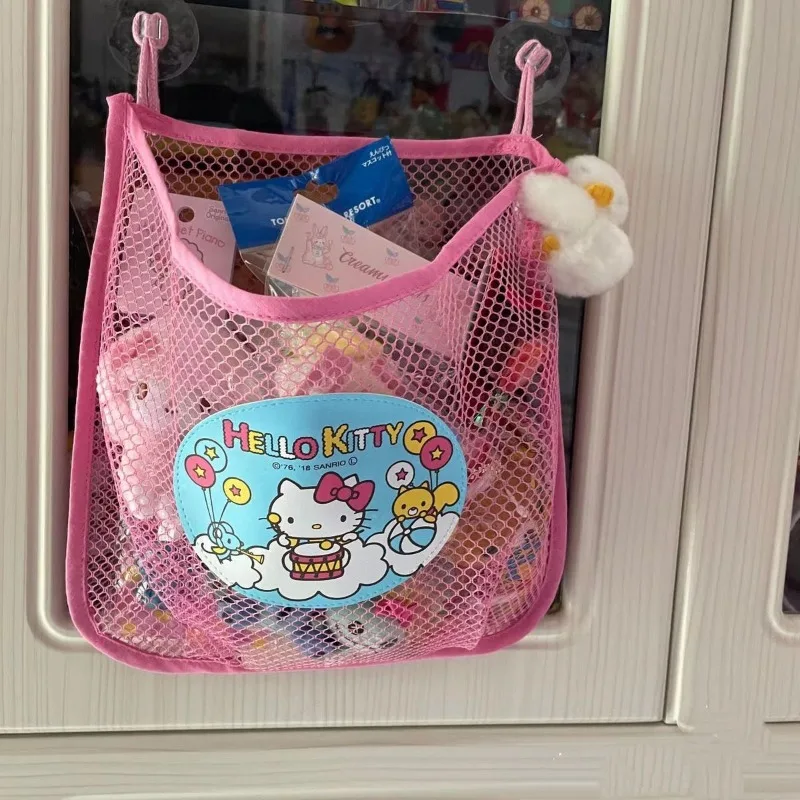 thumbnail image 1 of Hello Kitty-Bolsa de Red Kawaii con estampado de dibujos animados, cesta de ropa sucia para el Hogar, baño, dormitorio de estudiantes, bolsa de almacenamiento de artículos diversos, 1 of 5