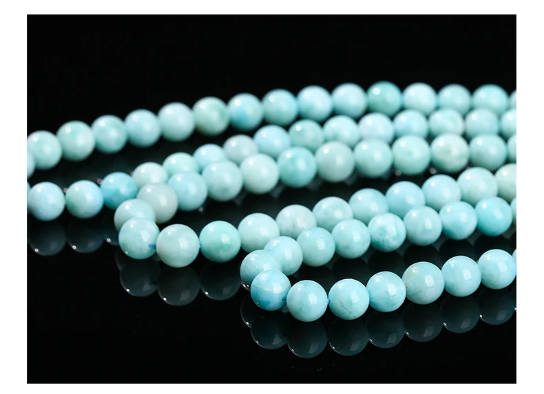 3A natürliche Dominica Larimar Steinperle glatt rund lose Spacer Ozean Meer Edelstein für Schmuckherstellung DIY Armband Zubehör – Detail 7