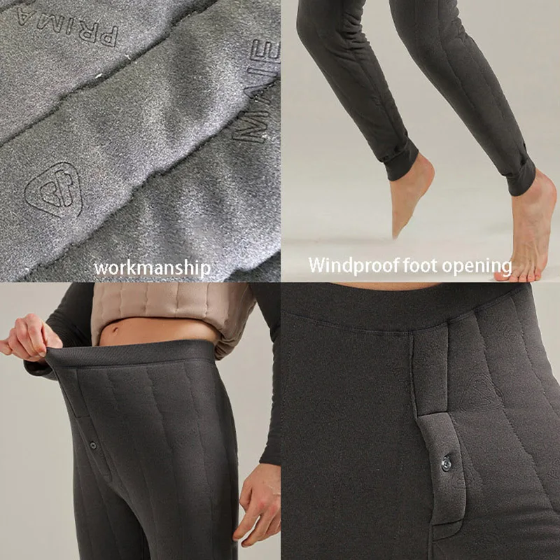 2023 Winter Wool Warm Underwear Quality Minimalist Designer Men's Plush Thickened High Elastic Solid Round Neck Cotton Clip Set