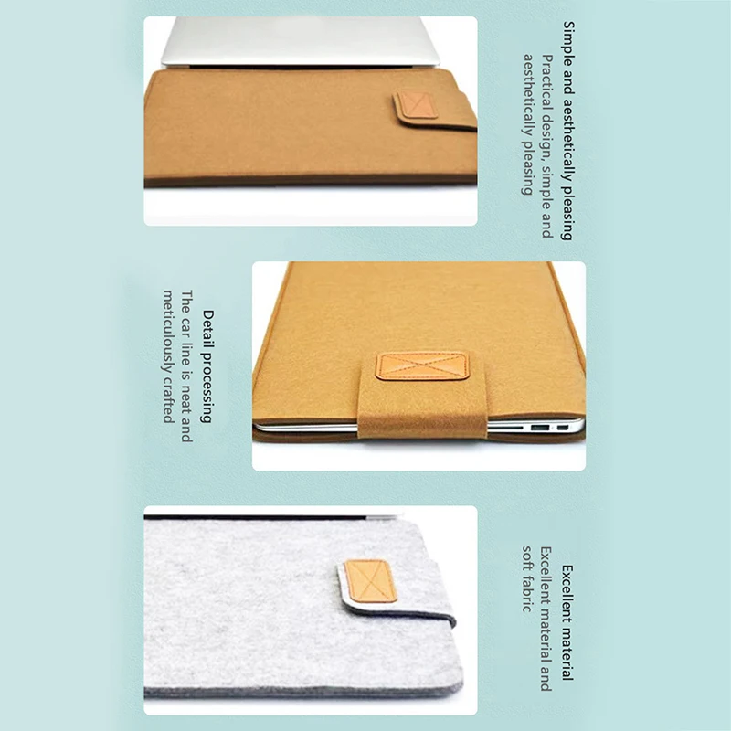 

1Pc Felt Sleeve Slim Tablet Case Cover Bag for Air Pro 11 13.3 15 Inch Solid Color Tablet Storage Bag