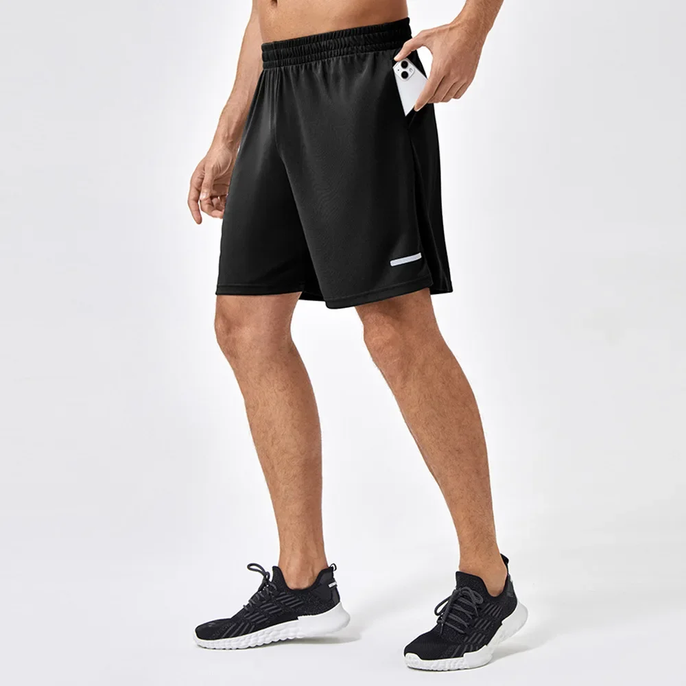Men's Summer Sport Shorts Loose Quick Dry Basketball Fitness Training Running Pants with Reflective Strip Breathable Five-Quarte