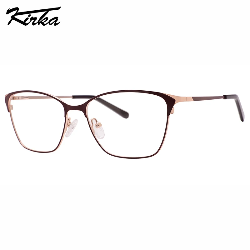 

Kirka Optical Woman Cat Eye Metal Shine Colors Matt Painting Colors Frames&Thin Temples Eyeglasses Prescription Lens MW3086