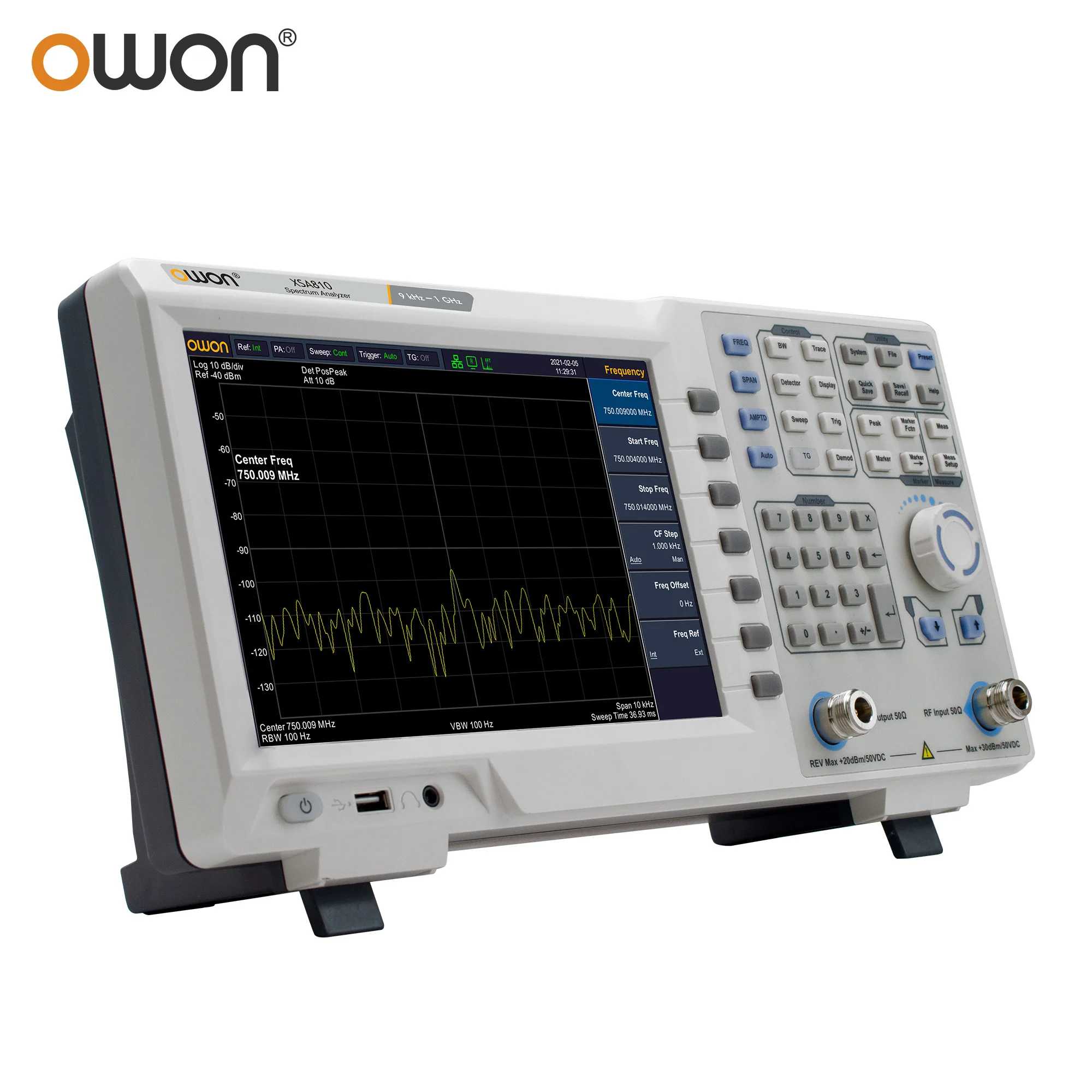 OWON XSA800 Series Spectrum Analyzer Frequency Range from 9 kHz up to 1.5 GHz resolution ratio 1280×800 9 inches LCD XSA805/815 3